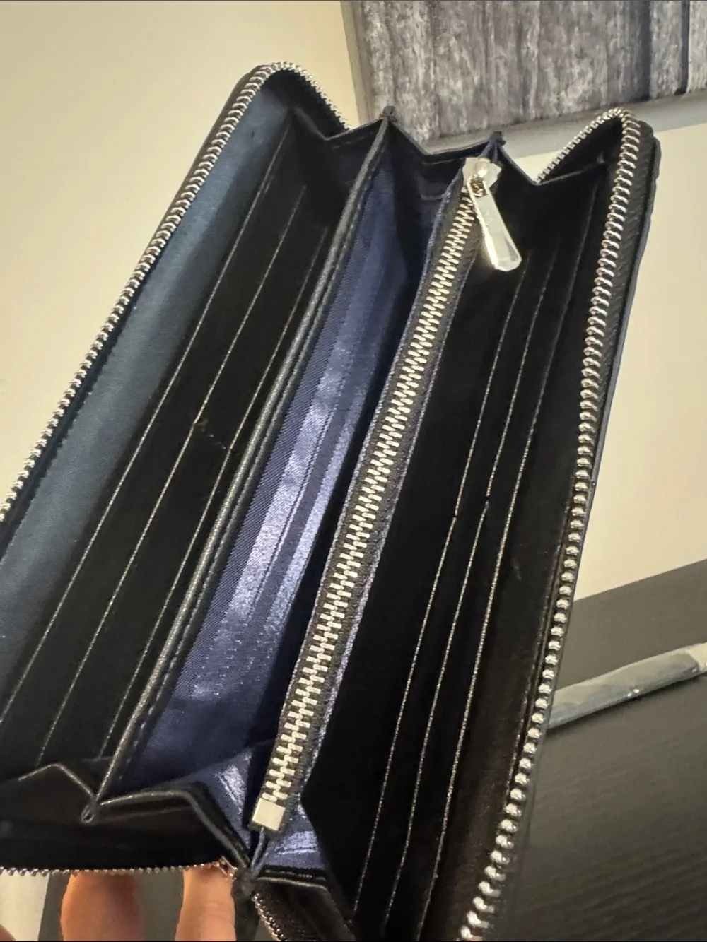 Black Croc-Embossed Zip Wallet